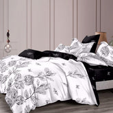 Lenjerie de pat pentru o persoana cu husa de perna patrata, Hanna, bumbac mercerizat, multicolor, 3 piese