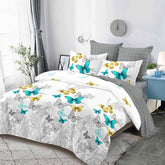 Lenjerie de pat pentru o persoana cu husa de perna patrata, Inma, bumbac mercerizat, multicolor, 3 piese