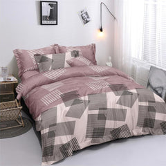 Lenjerie de pat matrimonial cu husa de perna dreptunghiulara, Caylan, bumbac mercerizat, multicolor, 4 piese