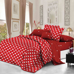 Lenjerie de pat matrimonial cu husa de perna patrata, Mireia, bumbac mercerizat, multicolor, 4 piese