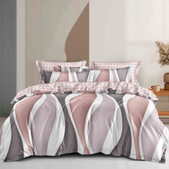 Lenjerie de pat pentru o persoana cu husa de perna patrata, Vania, bumbac mercerizat, multicolor, 3 piese