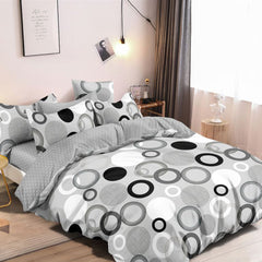 Lenjerie de pat pentru o persoana cu husa elastic pat si fata perna patrata, Mauro, bumbac mercerizat, multicolor, 3 piese