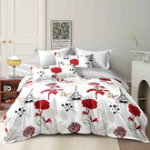 Lenjerie de pat matrimonial cu husa de perna dreptunghiulara, Alonna, bumbac mercerizat, multicolor, 4 piese