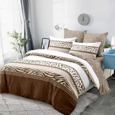 Lenjerie de pat matrimonial cu husa de perna dreptunghiulara, Caitlin, bumbac mercerizat, multicolor, 4 piese