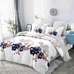 Lenjerie de pat matrimonial cu husa de perna dreptunghiulara, Agrigento, bumbac mercerizat, multicolor, 4 piese