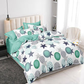 Lenjerie de pat pentru o persoana cu husa de perna patrata, Frodi, bumbac mercerizat, multicolor, 3 piese