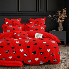 Lenjerie de pat pentru o persoana cu husa de perna patrata, Rorik, bumbac mercerizat, multicolor, 3 piese