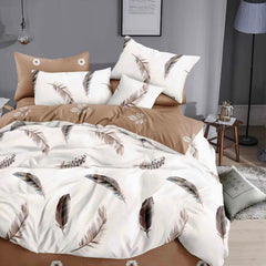 Lenjerie de pat matrimonial SUPER cu husa de perna dreptunghiulara, Linna, bumbac mercerizat, multicolor, 4 piese