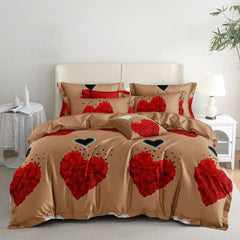Lenjerie de pat matrimonial cu husa de perna dreptunghiulara, Ankara, bumbac mercerizat, multicolor, 4 piese