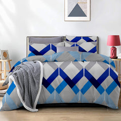 Lenjerie de pat pentru o persoana cu husa de perna patrata, Limerick, bumbac mercerizat, multicolor, 3 piese