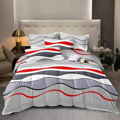 Lenjerie de pat pentru o persoana cu husa elastic pat si fata perna patrata, Randers, bumbac mercerizat, multicolor, 3 piese