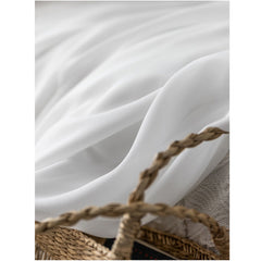 Set perdea triplu voal cu rejansa din bumbac tip fagure, Premium, alb mat, 2 buc