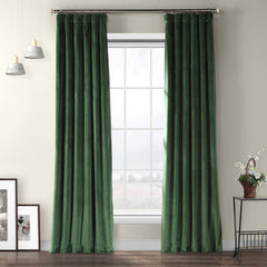 Set draperii din catifea cu rejansa din bumbac tip fagure, Madison, densitate 700 g/ml, Basil green, 2 buc