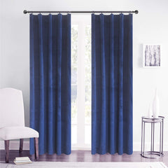 Draperie din catifea cu rejansa din bumbac tip fagure, Madison, densitate 700 g/ml, Albastru, 1 buc