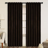 Set draperii din catifea cu rejansa transparenta cu ate pentru galerie, Madison, densitate 700 g/ml, Maro inchis, 2 buc