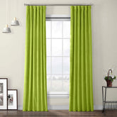 Set draperii din catifea cu rejansa din bumbac tip fagure, Madison, densitate 700 g/ml, Lime, 2 buc