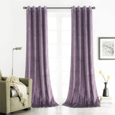Set draperii din catifea cu inele albe, Madison, densitate 700 g/ml, Lavanda, 2 buc