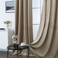 Set draperii din catifea cu rejansa transparenta cu ate pentru galerie, Madison, densitate 700 g/ml, Bej, 2 buc