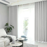 Set draperie din catifea blackout cu rejansa transparenta cu ate pentru galerie, Madison, densitate 700 g/ml, Bright White, 2 buc
