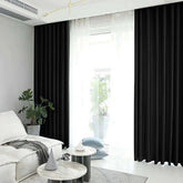 Draperie din catifea blackout cu rejansa transparenta cu ate pentru galerie, Madison, densitate 700 g/ml, Deep Black, 1 buc
