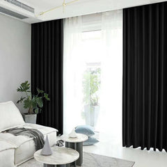 Draperie din catifea blackout cu rejansa transparenta cu ate pentru galerie, Madison, densitate 700 g/ml, Deep Black, 1 buc