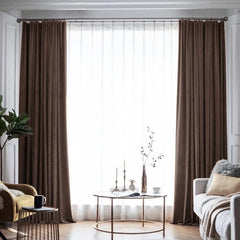 Draperie din catifea blackout cu rejansa din bumbac tip fagure, Madison, densitate 700 g/ml, English Walnut, 1 buc