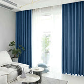 Set draperie din catifea blackout cu rejansa transparenta cu ate pentru galerie, Madison, densitate 700 g/ml, Dark Cerulean, 2 buc