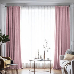 Set draperie din catifea blackout cu rejansa din bumbac tip fagure, Madison, densitate 700 g/ml, Queen Pink, 2 buc