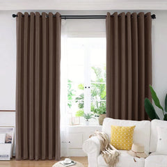 Set draperie din catifea blackout cu inele crom, Madison, densitate 700 g/ml, English Walnut, 2 buc