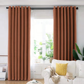 Draperie din catifea blackout cu inele albe, Madison, densitate 700 g/ml, Sepia, 1 buc