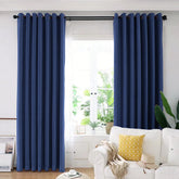 Set draperie din catifea blackout cu inele argintii, Madison, densitate 700 g/ml, Black Pearl, 2 buc