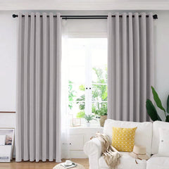 Set draperie din catifea blackout cu inele albe, Madison, densitate 700 g/ml, Pale Silver, 2 buc
