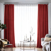 Set draperie din catifea blackout cu rejansa din bumbac tip fagure, Madison, densitate 700 g/ml, Dark Scarlet, 2 buc
