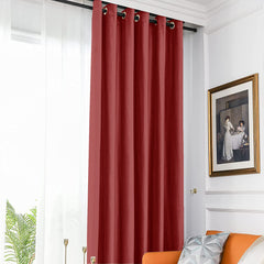 Set draperie din catifea blackout cu inele albe, Madison, densitate 700 g/ml, Dark Scarlet, 2 buc