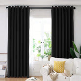 Draperie din catifea blackout cu inele negre, Madison, densitate 700 g/ml, Deep Black, 1 buc