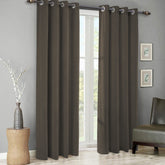Set draperii din catifea cu inele albe, Madison, densitate 700 g/ml, Wood brown, 2 buc