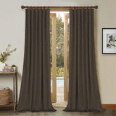 Draperie din catifea cu rejansa din bumbac tip fagure, Madison, densitate 700 g/ml, Wood brown, 1 buc