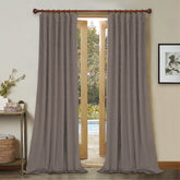 Set draperii din catifea cu rejansa din bumbac tip fagure, Madison, densitate 700 g/ml, Harbor gray, 2 buc