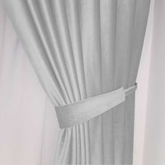 Set draperii din catifea cu rejansa transparenta cu ate pentru galerie, Madison, densitate 700 g/ml, Cloud, 2 buc