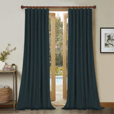 Set draperii din catifea cu rejansa din bumbac tip fagure, Madison, densitate 700 g/ml, Denim, 2 buc