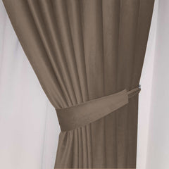 Draperie din catifea cu rejansa din bumbac tip fagure, Madison, densitate 700 g/ml, Coffee, 1 buc