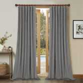 Draperie din catifea cu rejansa din bumbac tip fagure, Madison, densitate 700 g/ml, Coin gray, 1 buc