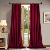 Set draperii din catifea cu rejansa din bumbac tip fagure, Madison, densitate 700 g/ml, Burgundy, 2 buc
