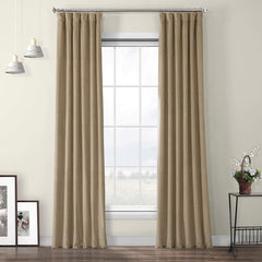 Set draperii din catifea cu rejansa din bumbac tip fagure, Madison, densitate 700 g/ml, Latte, 2 buc