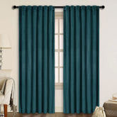 Set draperii din catifea cu rejansa transparenta cu ate pentru galerie, Madison, densitate 700 g/ml, Turcoaz, 2 buc