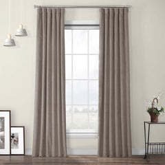 Set draperii din catifea cu rejansa din bumbac tip fagure, Madison, densitate 700 g/ml, Bej, 2 buc