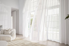 Perdea tip tesatura in cu rejansa din bumbac tip fagure, Le Morne, Madison, Alb
