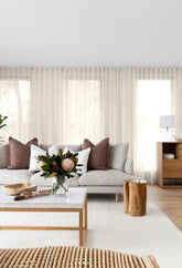 Set perdea tesatura in cu rejansa tip creion, Le Morne, Madison, Crem, 2 buc