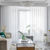 Set perdea tip tesatura in cu rejansa transparenta cu ate pentru galerie, Monaco, Madison, Alb, 2 buc