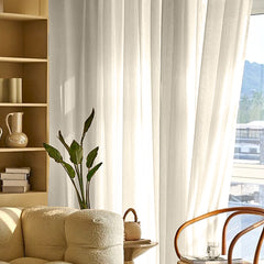 Perdea tip tesatura in cu rejansa din bumbac tip fagure, Santo Domingo, Madison, Crem